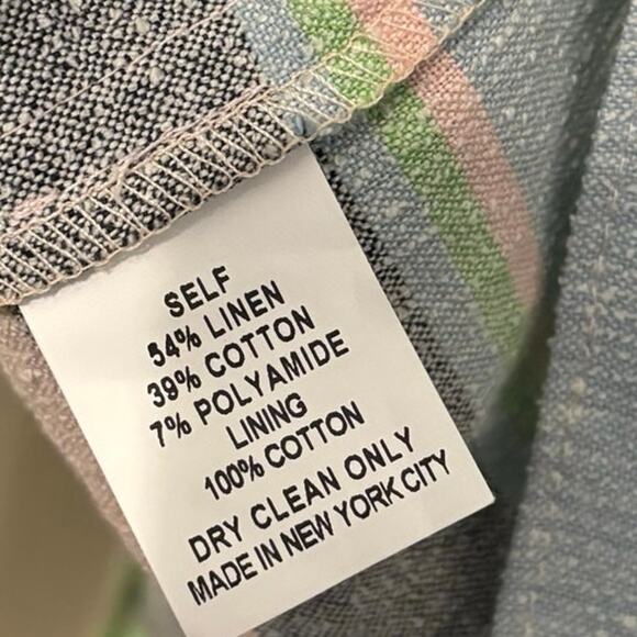 Hunter Bell Pink Blue Striped Linen Blend Landry Puff Blouse Top Size Medium - Picture 6 of 7